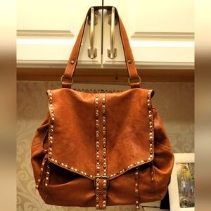 Studded Brown Leather Bag